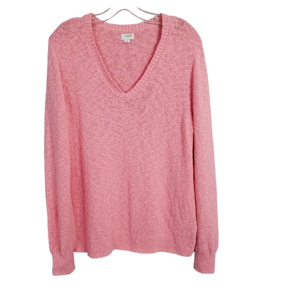Reimagined by J Crew Size XL Sweater V-neck Slub Knit Cotton Blend Textured Pink - Picture 2 of 11